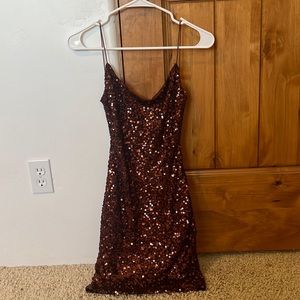 Brown sequins homecoming dress